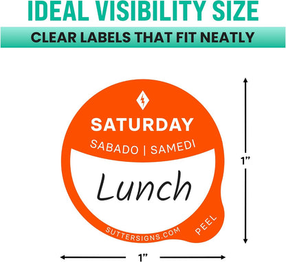Date Stickers for Food - Day of The Week Day Dots Removable Food Labels | 0.75" Date Dot Stickers for Food Containers, 3500 Labels with Dispenser Box