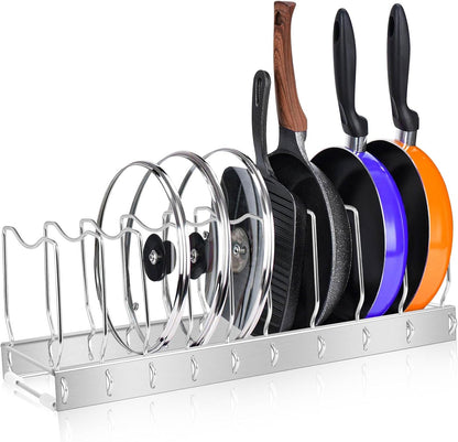 Lid Organizer Pot Lid Organizer Detachable and Adjustable Pots and Pans Organizer for Kitchen Cabinet Storage for Pots and Pans, Cutting Boards, Cooking Utensils