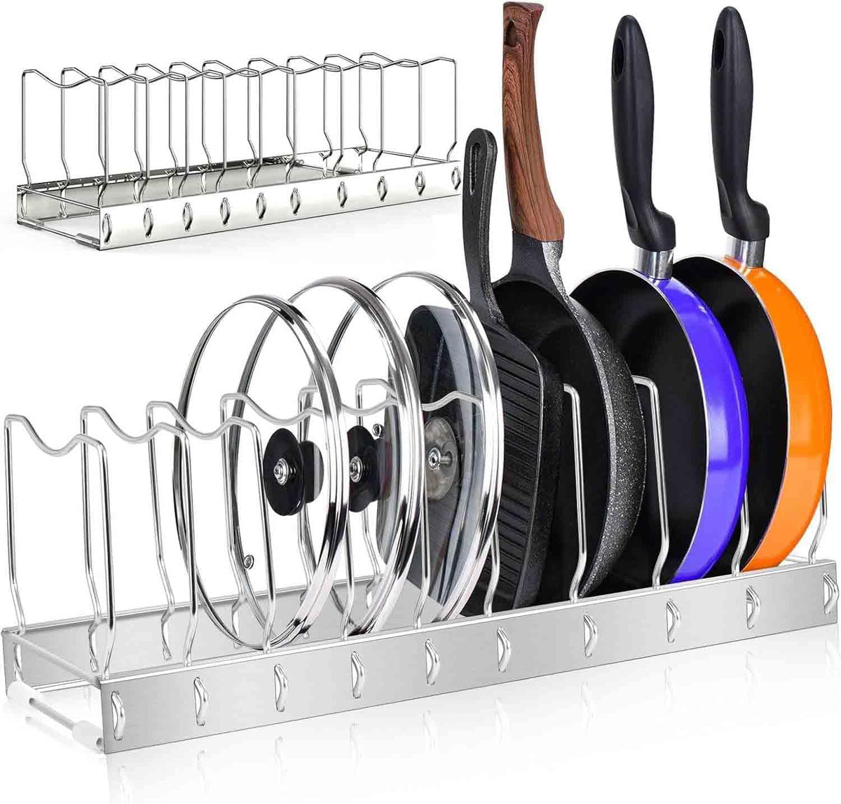 Lid Organizer Pot Lid Organizer Detachable and Adjustable Pots and Pans Organizer for Kitchen Cabinet Storage for Pots and Pans, Cutting Boards, Cooking Utensils