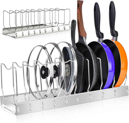 Lid Organizer Pot Lid Organizer Detachable and Adjustable Pots and Pans Organizer for Kitchen Cabinet Storage for Pots and Pans, Cutting Boards, Cooking Utensils