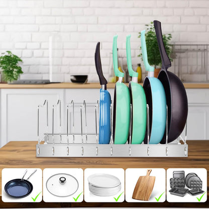 Lid Organizer Pot Lid Organizer Detachable and Adjustable Pots and Pans Organizer for Kitchen Cabinet Storage for Pots and Pans, Cutting Boards, Cooking Utensils