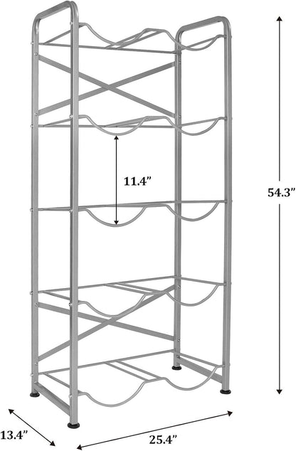 5 Gallon Water Bottle Holder for 10 Bottles, 5 Tiers Heavy-Duty Water Cooler Jug Rack with Reinforcement Frame for Kitchen Office, Black