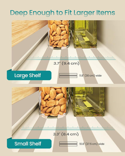 4-Pack Strong Magnetic Real Bamboo Spice Racks for Fridge | Kitchen Organizer Shelf, 11.8 x 4.1 x 3 / 10.6 x 3.6 x 3 in, Cream White and Light Bamboo, BYSTRO Collection, UKCS062WD01