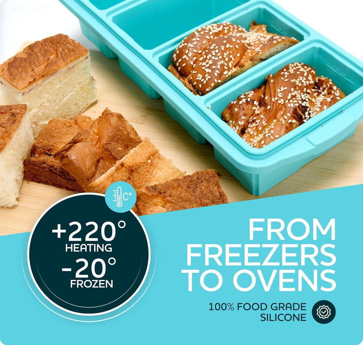 Silicone Freezer Tray With Lid - Soup Freezer Container molds - Large Ice Cube Tray- makes 8 perfect 1 cup portions cubes, 2-Pack Freezer Storage Food Soups & Meal Prep - Oven & Dishwasher -Safe