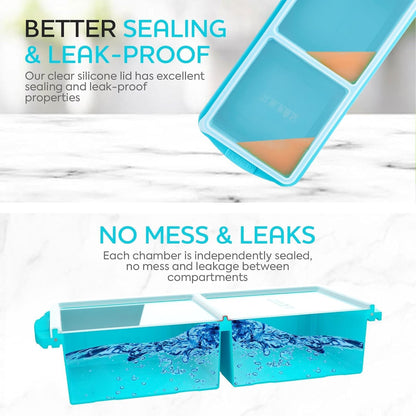 Silicone Freezer Tray With Lid - Soup Freezer Container molds - Large Ice Cube Tray- makes 8 perfect 1 cup portions cubes, 2-Pack Freezer Storage Food Soups & Meal Prep - Oven & Dishwasher -Safe