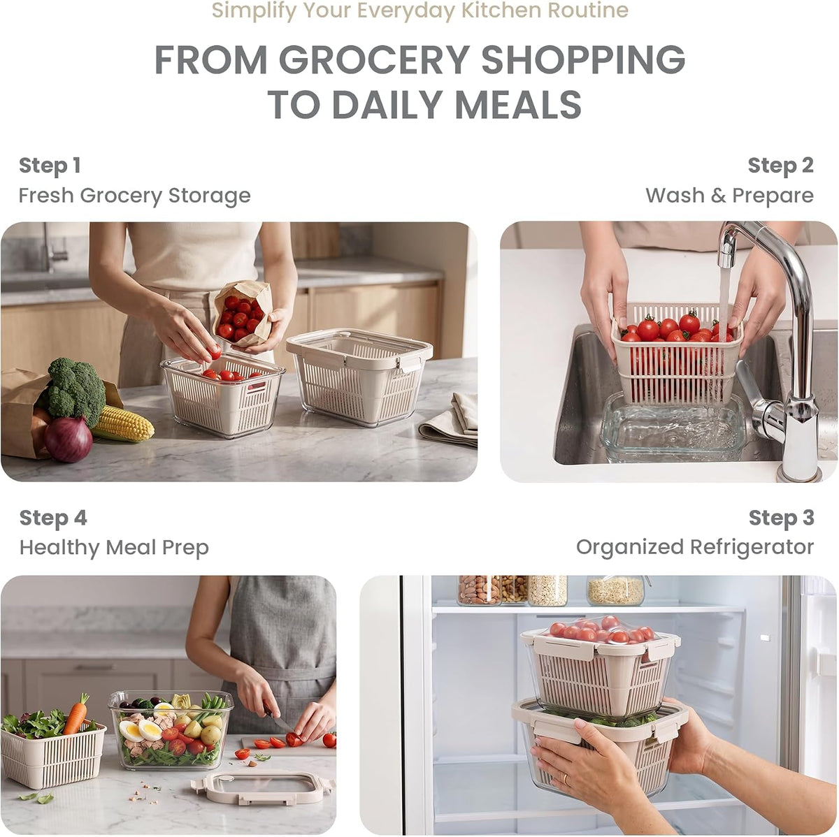 8 Pack Glass Food Storage Containers with Click-Together Lids, 143 oz Stackable Meal Prep Set, Modular Glass Storage for Snacks, Sandwiches, Overnight Oats, Leftovers & Fridge Organization
