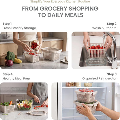 8 Pack Glass Food Storage Containers with Click-Together Lids, 143 oz Stackable Meal Prep Set, Modular Glass Storage for Snacks, Sandwiches, Overnight Oats, Leftovers & Fridge Organization