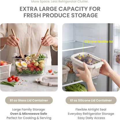 8 Pack Glass Food Storage Containers with Click-Together Lids, 143 oz Stackable Meal Prep Set, Modular Glass Storage for Snacks, Sandwiches, Overnight Oats, Leftovers & Fridge Organization