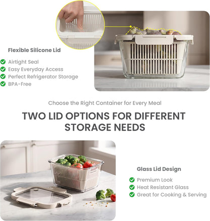8 Pack Glass Food Storage Containers with Click-Together Lids, 143 oz Stackable Meal Prep Set, Modular Glass Storage for Snacks, Sandwiches, Overnight Oats, Leftovers & Fridge Organization
