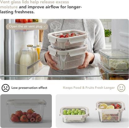 8 Pack Glass Food Storage Containers with Click-Together Lids, 143 oz Stackable Meal Prep Set, Modular Glass Storage for Snacks, Sandwiches, Overnight Oats, Leftovers & Fridge Organization