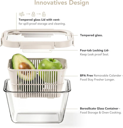 8 Pack Glass Food Storage Containers with Click-Together Lids, 143 oz Stackable Meal Prep Set, Modular Glass Storage for Snacks, Sandwiches, Overnight Oats, Leftovers & Fridge Organization