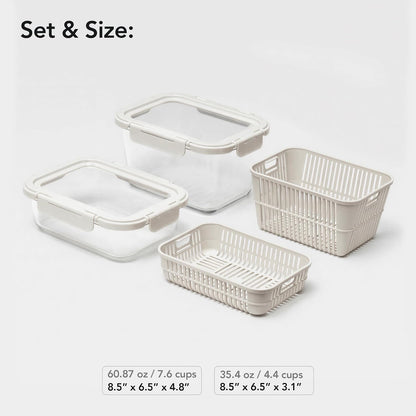 8 Pack Glass Food Storage Containers with Click-Together Lids, 143 oz Stackable Meal Prep Set, Modular Glass Storage for Snacks, Sandwiches, Overnight Oats, Leftovers & Fridge Organization