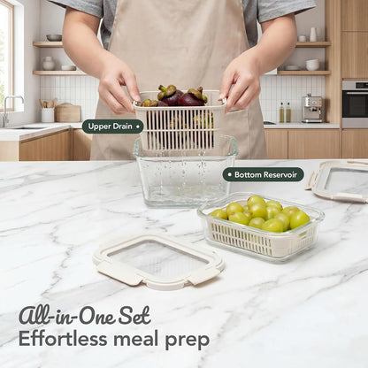8 Pack Glass Food Storage Containers with Click-Together Lids, 143 oz Stackable Meal Prep Set, Modular Glass Storage for Snacks, Sandwiches, Overnight Oats, Leftovers & Fridge Organization
