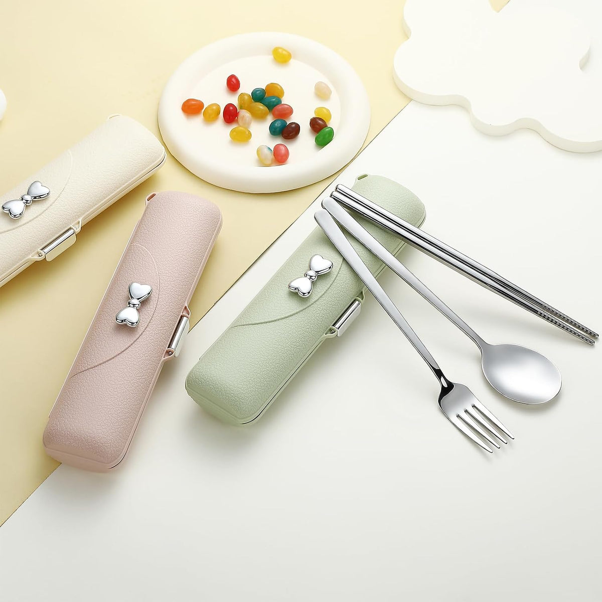 Travel Silverware Set with Case,Portable Lunch Utensils Set for Work