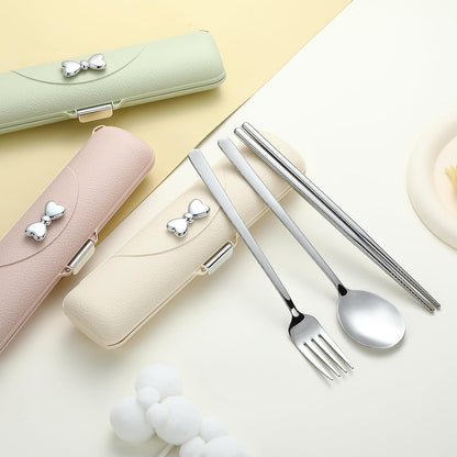 Travel Silverware Set with Case,Portable Lunch Utensils Set for Work