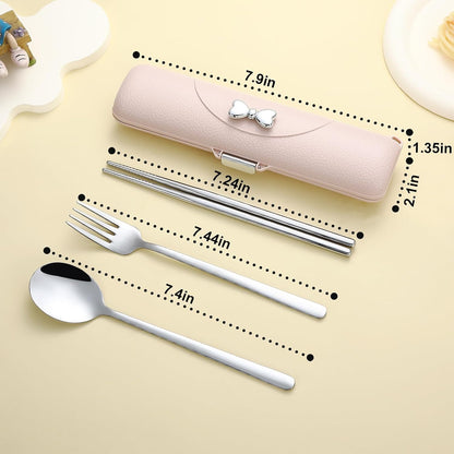 Travel Silverware Set with Case,Portable Lunch Utensils Set for Work