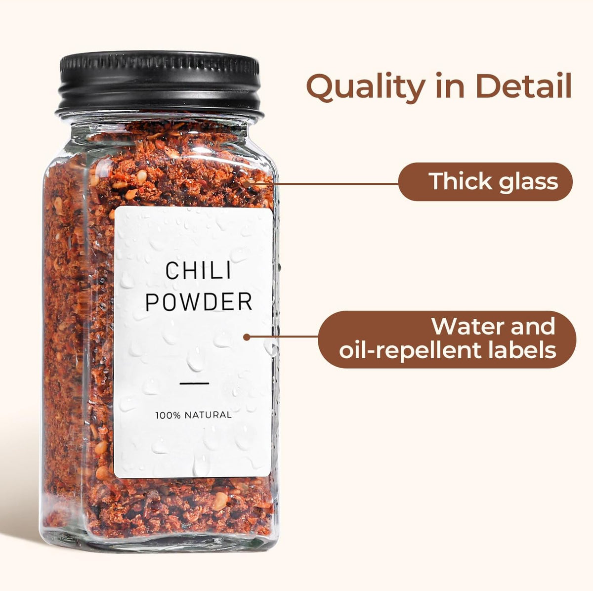 Glass Spice Jars with with Labels 4 oz 6 Pack Small Square | Empty Containers, Seasoning Herb Powder, Salt Pepper Chili, Spice Rack Organization, Kitchen Cabinet Storage, Funnel Included