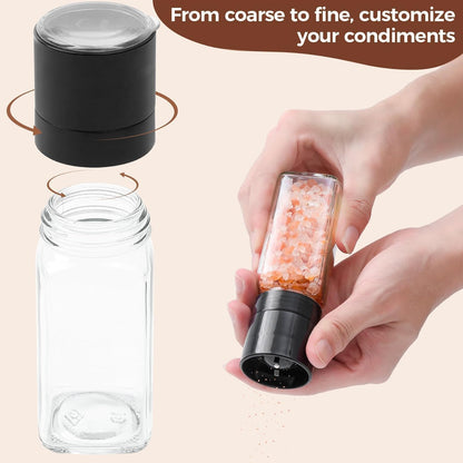 Glass Spice Jars with with Labels 4 oz 6 Pack Small Square | Empty Containers, Seasoning Herb Powder, Salt Pepper Chili, Spice Rack Organization, Kitchen Cabinet Storage, Funnel Included