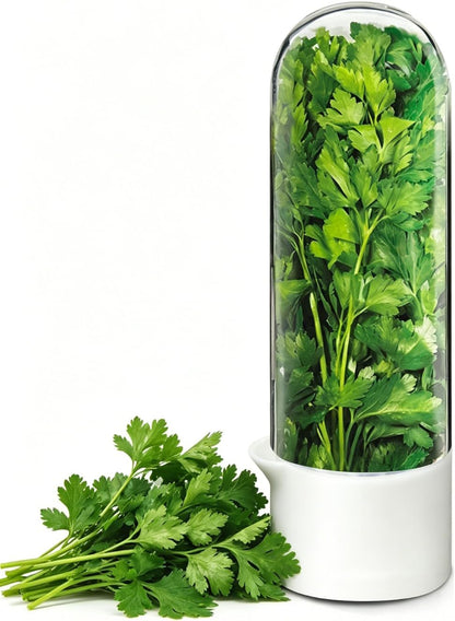Herb Keeper for Refrigerator, Herb Saver for Refrigerator, Cilantro Container, Vegetable Preservation Bottle for Cilantro, Mint, Parsley, Asparagus, Keeps Greens Fresh for 2-3 Weeks