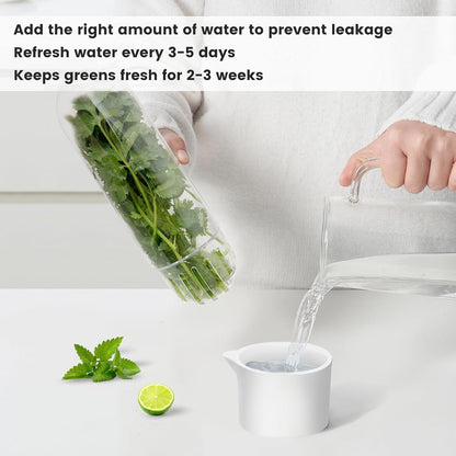 Herb Keeper for Refrigerator, Herb Saver for Refrigerator, Cilantro Container, Vegetable Preservation Bottle for Cilantro, Mint, Parsley, Asparagus, Keeps Greens Fresh for 2-3 Weeks