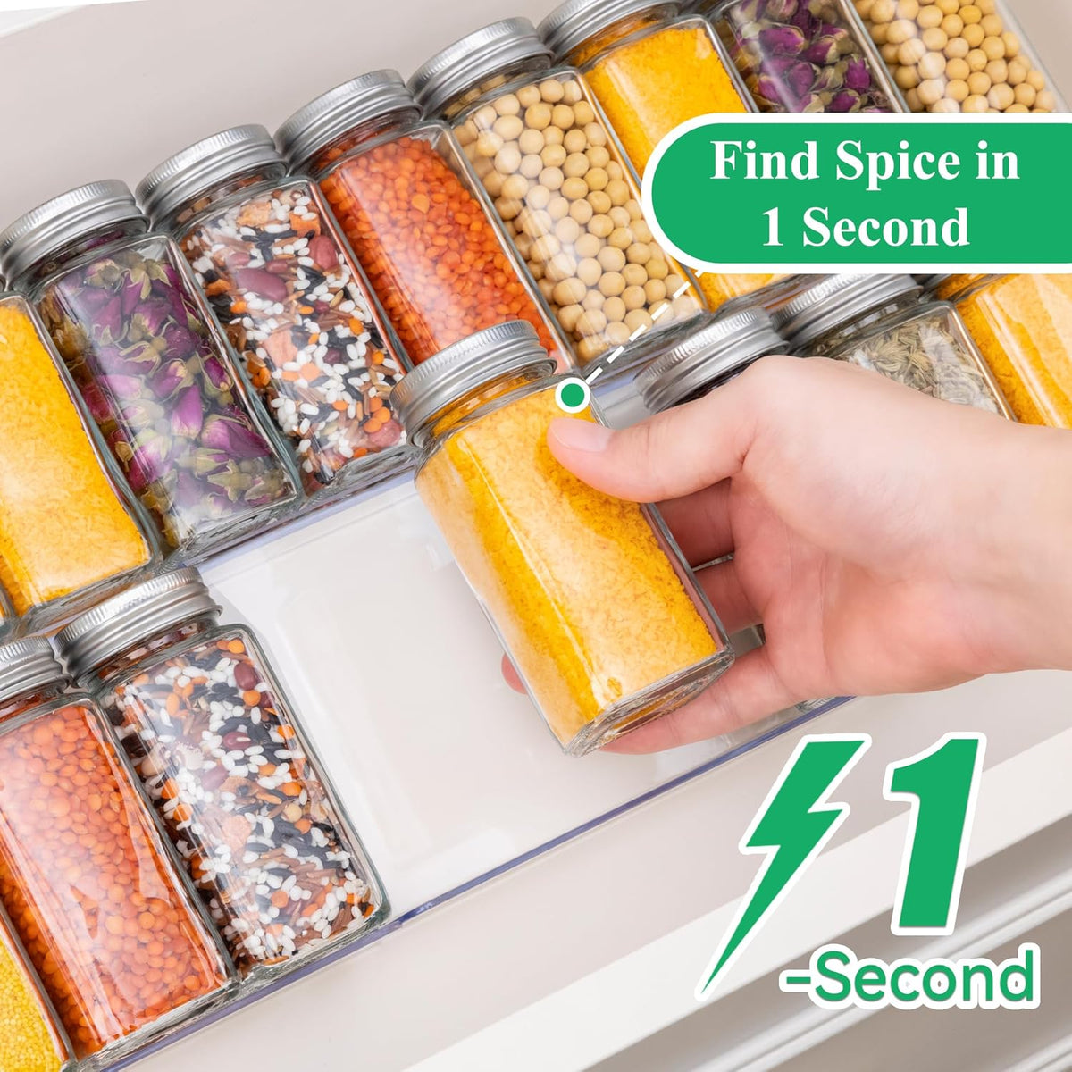 8 Pack Clear Spice Drawer Organizer, 4-Tier Expandable Acrylic Spice Rack (13"-26"), Kitchen Seasoning Storage Racks for Drawers and Countertop (Jars Not Included)
