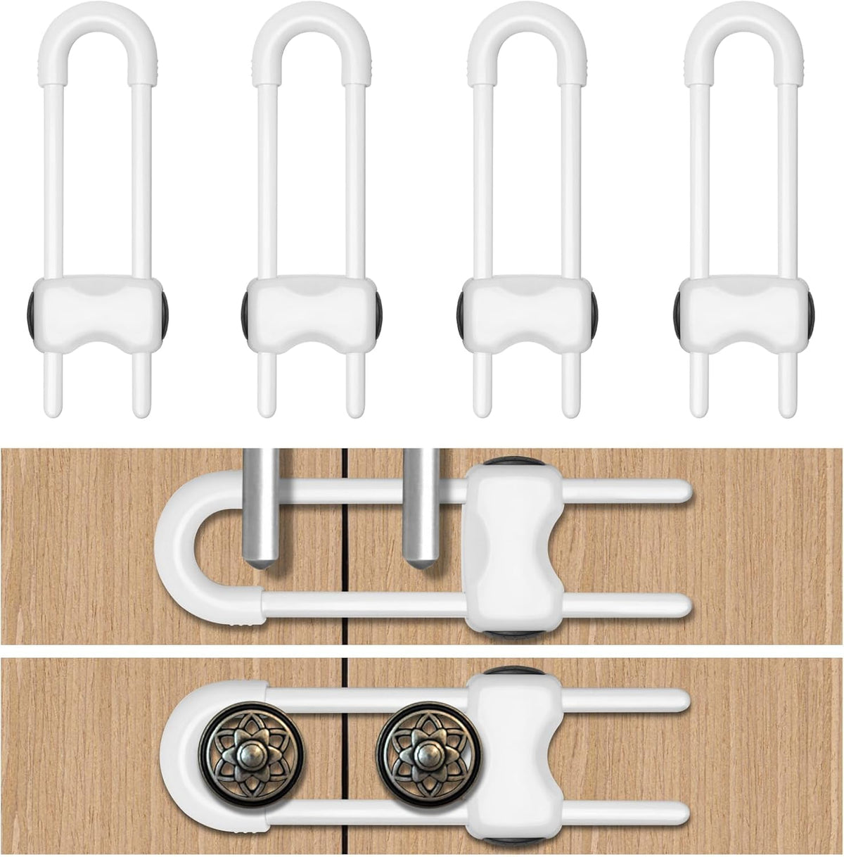 Cabinet Locks for Babies,Child Proof Cabinet Locks,4 Pack,White