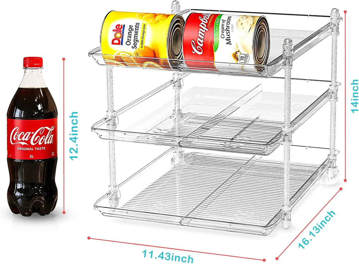 Stepless Adjustment Can Organizer for Pantry, 2 Pack for 60 Cans | Can Dispenser/Storage/holders for Canned Food, Pop, Soda and Soup Cans, 3 Tier can Organizer for Pantry, Cabinet and Kitchen