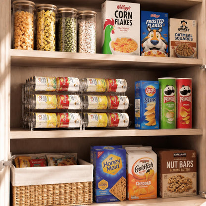 Stepless Adjustment Can Organizer for Pantry, 2 Pack for 60 Cans | Can Dispenser/Storage/holders for Canned Food, Pop, Soda and Soup Cans, 3 Tier can Organizer for Pantry, Cabinet and Kitchen