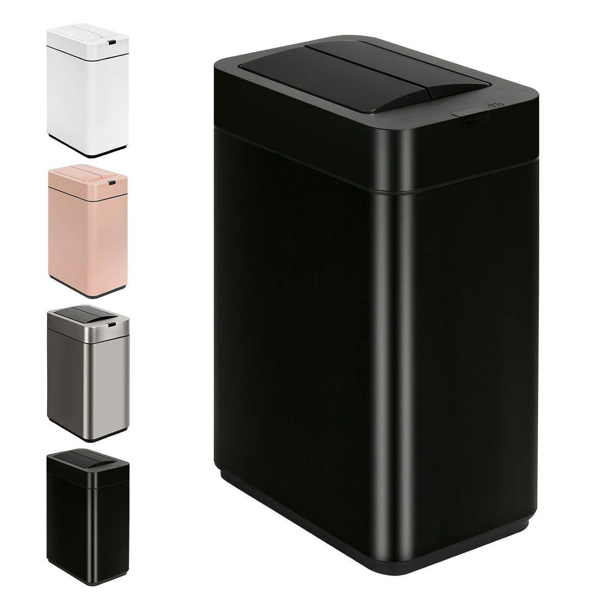 Slim Bathroom Trash Can, 2.6 Gallon, Butterfly Sensor Lid, Silver