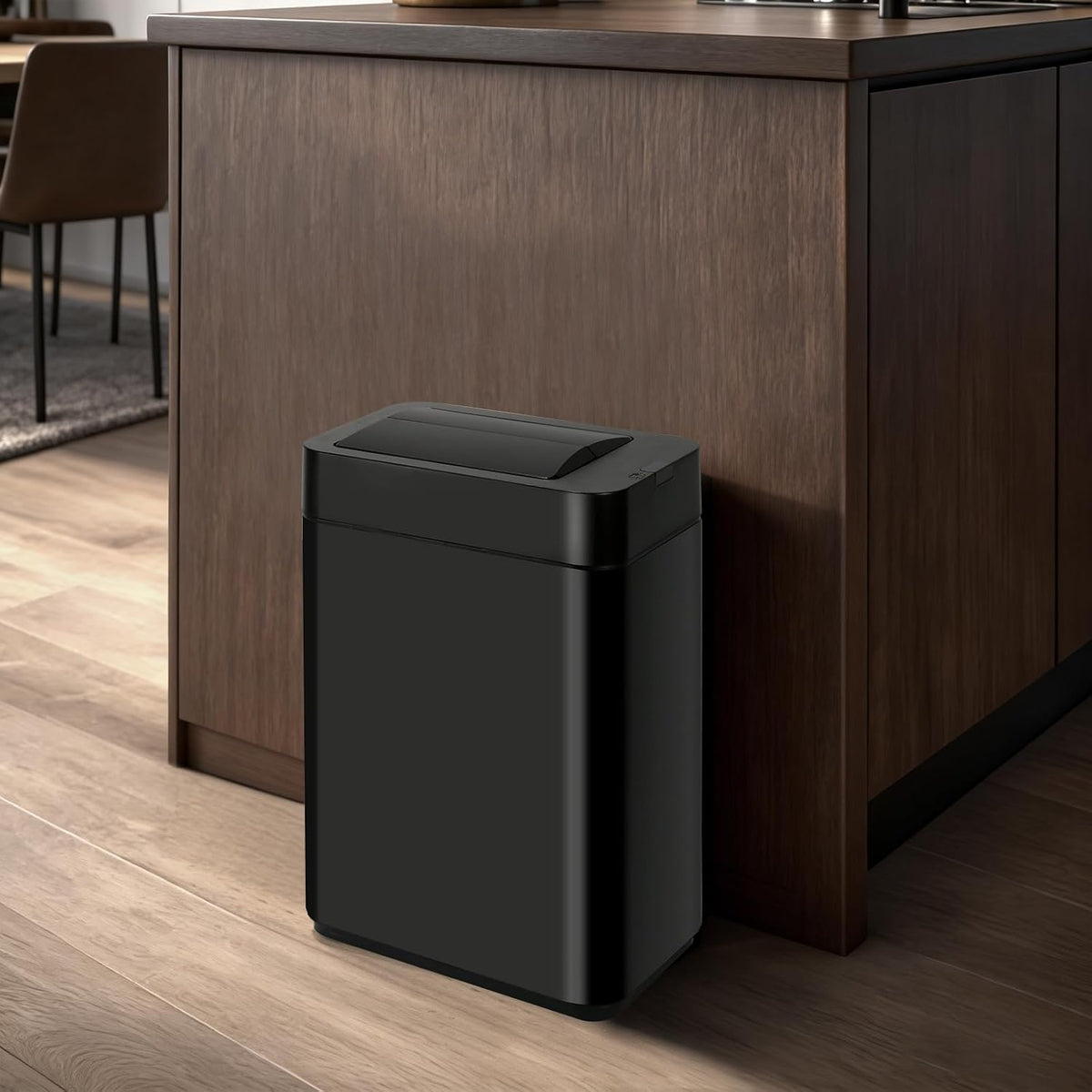 Slim Bathroom Trash Can, 2.6 Gallon, Butterfly Sensor Lid, Silver