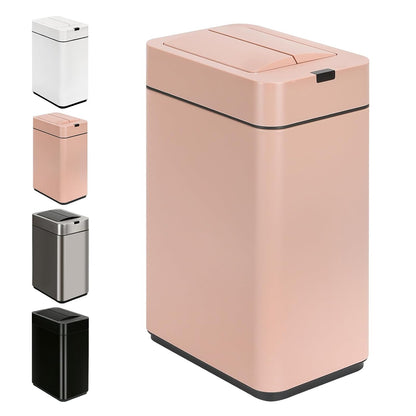 Slim Bathroom Trash Can, 2.6 Gallon, Butterfly Sensor Lid, Silver