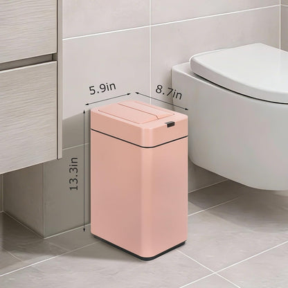 Slim Bathroom Trash Can, 2.6 Gallon, Butterfly Sensor Lid, Silver