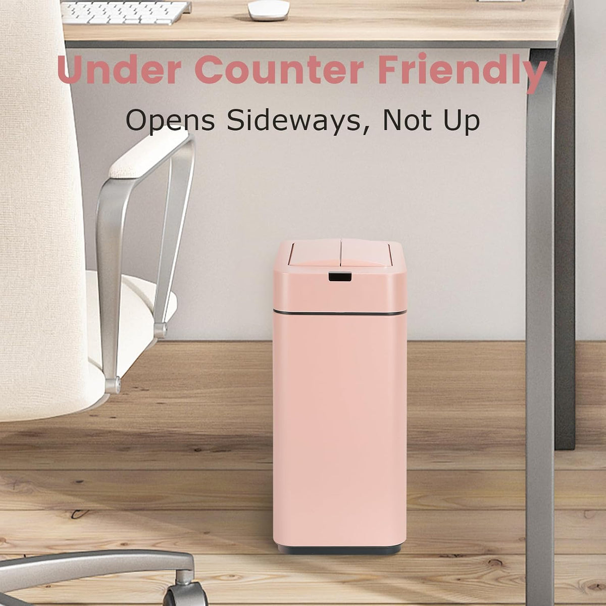 Slim Bathroom Trash Can, 2.6 Gallon, Butterfly Sensor Lid, Silver