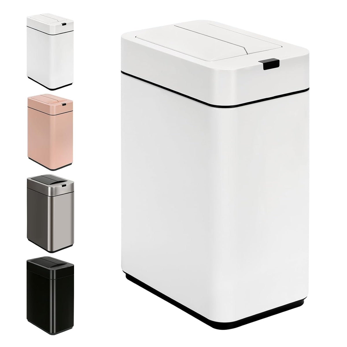 Slim Bathroom Trash Can, 2.6 Gallon, Butterfly Sensor Lid, Silver