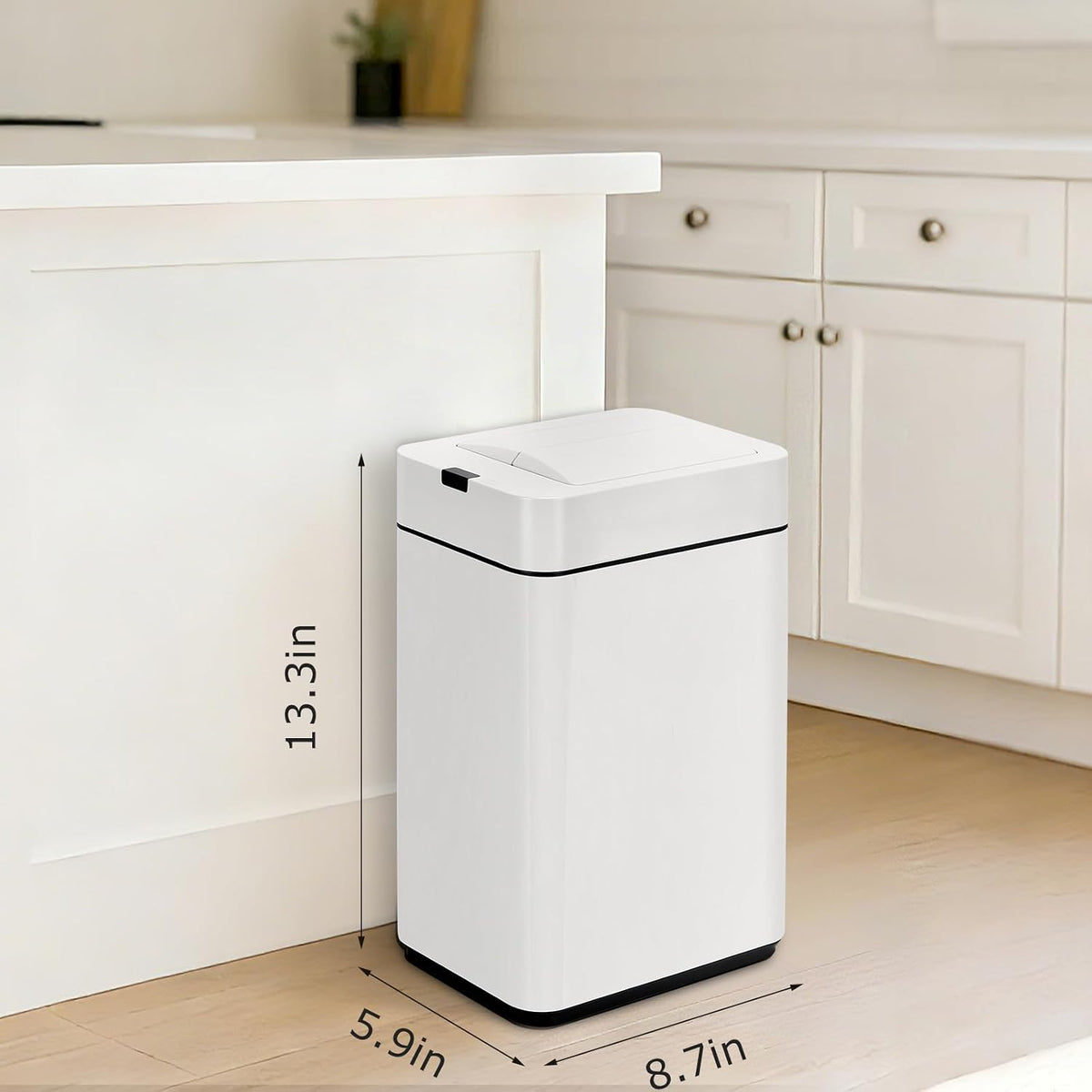 Slim Bathroom Trash Can, 2.6 Gallon, Butterfly Sensor Lid, Silver