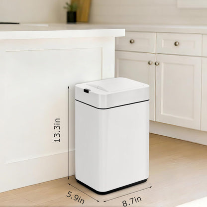 Slim Bathroom Trash Can, 2.6 Gallon, Butterfly Sensor Lid, Silver
