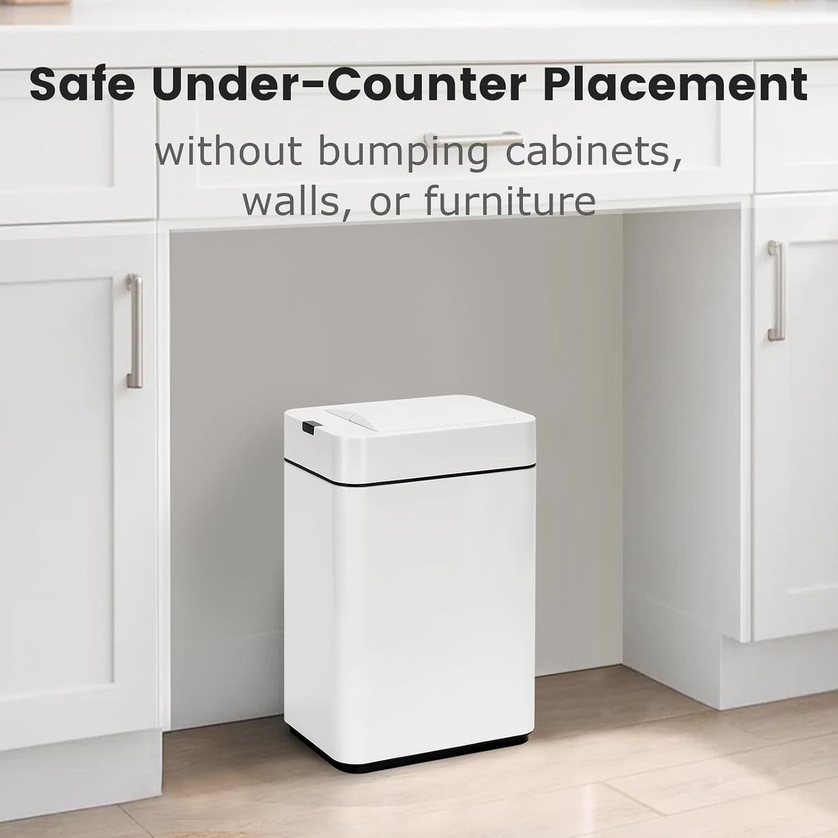 Slim Bathroom Trash Can, 2.6 Gallon, Butterfly Sensor Lid, Silver