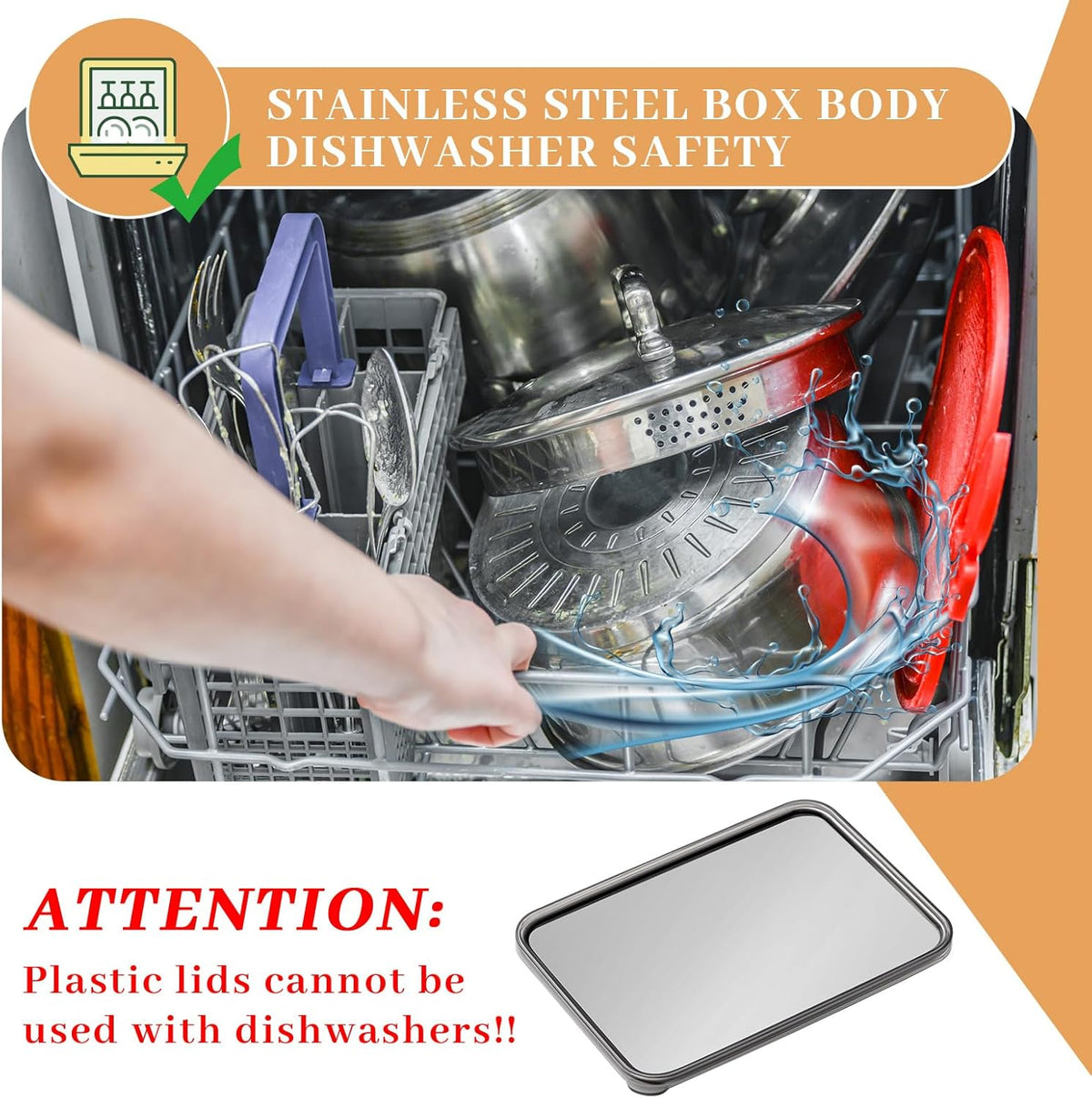 6 Pack Bacon Cheese Container for Refrigerator, 304 Stainless Steel Airtight Deli Meat Container, Dishwasher Safe Fridge Storage Fruit Lunch Storage with Lids for Fridge, 4 Sizes