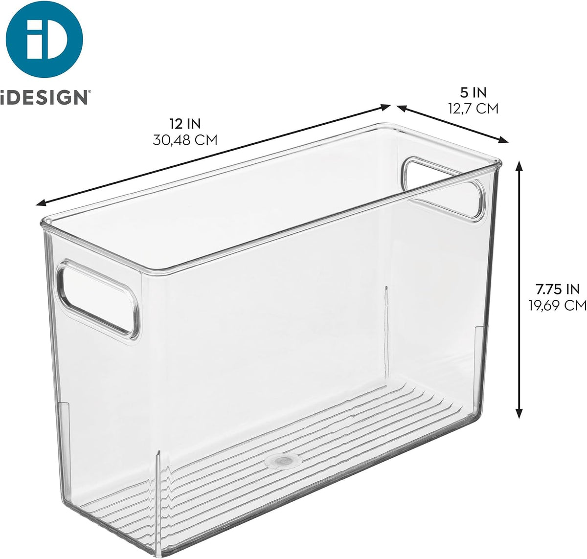 Tall Plastic Storage Bin with Handles, Set of 4, Clear | For Fridge or Freezer, Made in USA