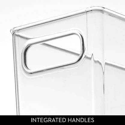 Tall Plastic Storage Bin with Handles, Set of 4, Clear | For Fridge or Freezer, Made in USA