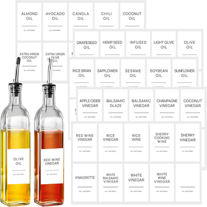 Oil and Vinegar Labels for Bottles,50 Pantry Labels for Vinegar & Oil Dispenser Bottles,Olive Oil Bottle Jar Labels Stickers, Kitchen Condiment Labels Set