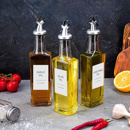 Oil and Vinegar Labels for Bottles,50 Pantry Labels for Vinegar & Oil Dispenser Bottles,Olive Oil Bottle Jar Labels Stickers, Kitchen Condiment Labels Set