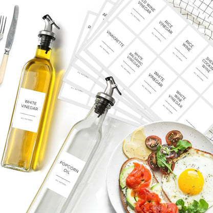 Oil and Vinegar Labels for Bottles,50 Pantry Labels for Vinegar & Oil Dispenser Bottles,Olive Oil Bottle Jar Labels Stickers, Kitchen Condiment Labels Set