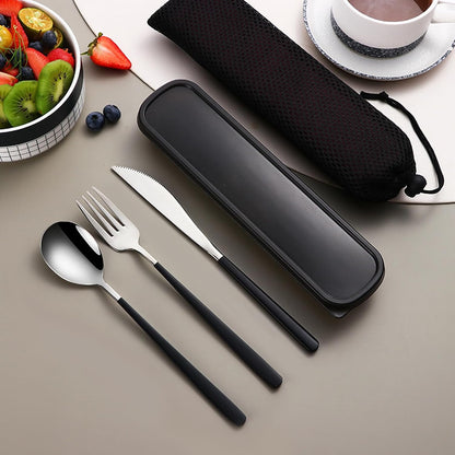 4-Piece Portable Travel Utensils Set with Case 18/8 Stainless Steel Flatware Set Reusable Cutlery Set with Fork Spoon Knife Chopstick for Lunch Travel Camping School Work Picnic (Pink)