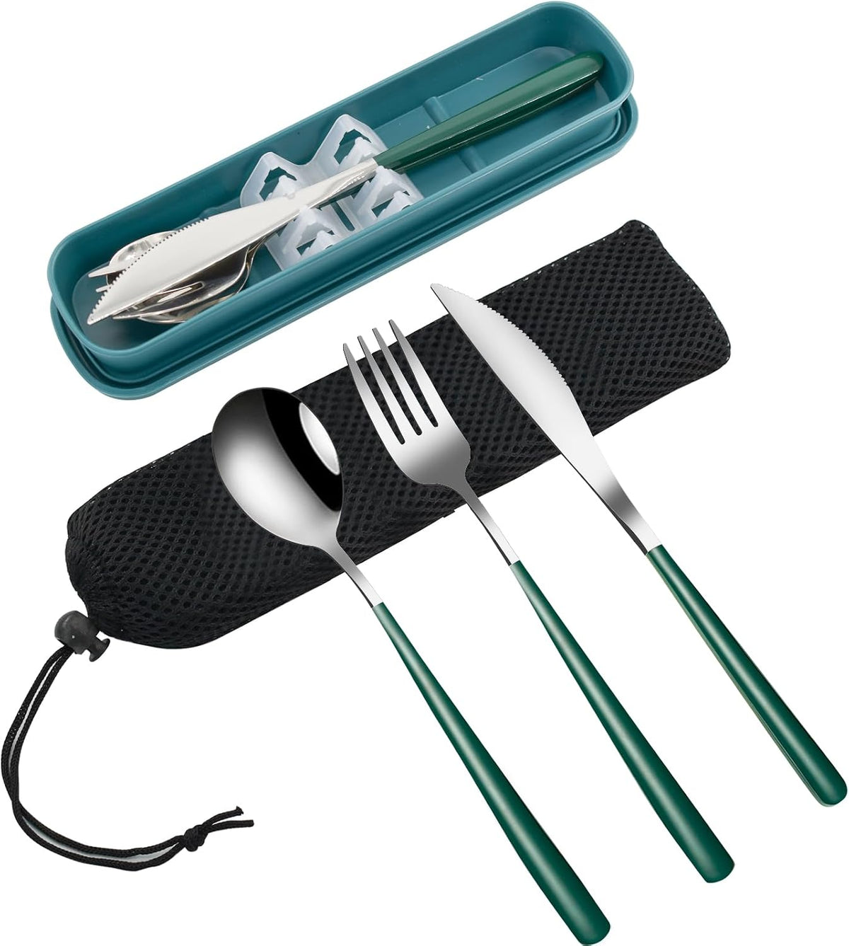 4-Piece Portable Travel Utensils Set with Case 18/8 Stainless Steel Flatware Set Reusable Cutlery Set with Fork Spoon Knife Chopstick for Lunch Travel Camping School Work Picnic (Pink)