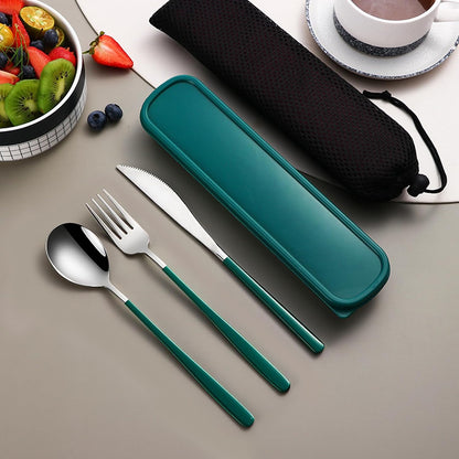 4-Piece Portable Travel Utensils Set with Case 18/8 Stainless Steel Flatware Set Reusable Cutlery Set with Fork Spoon Knife Chopstick for Lunch Travel Camping School Work Picnic (Pink)