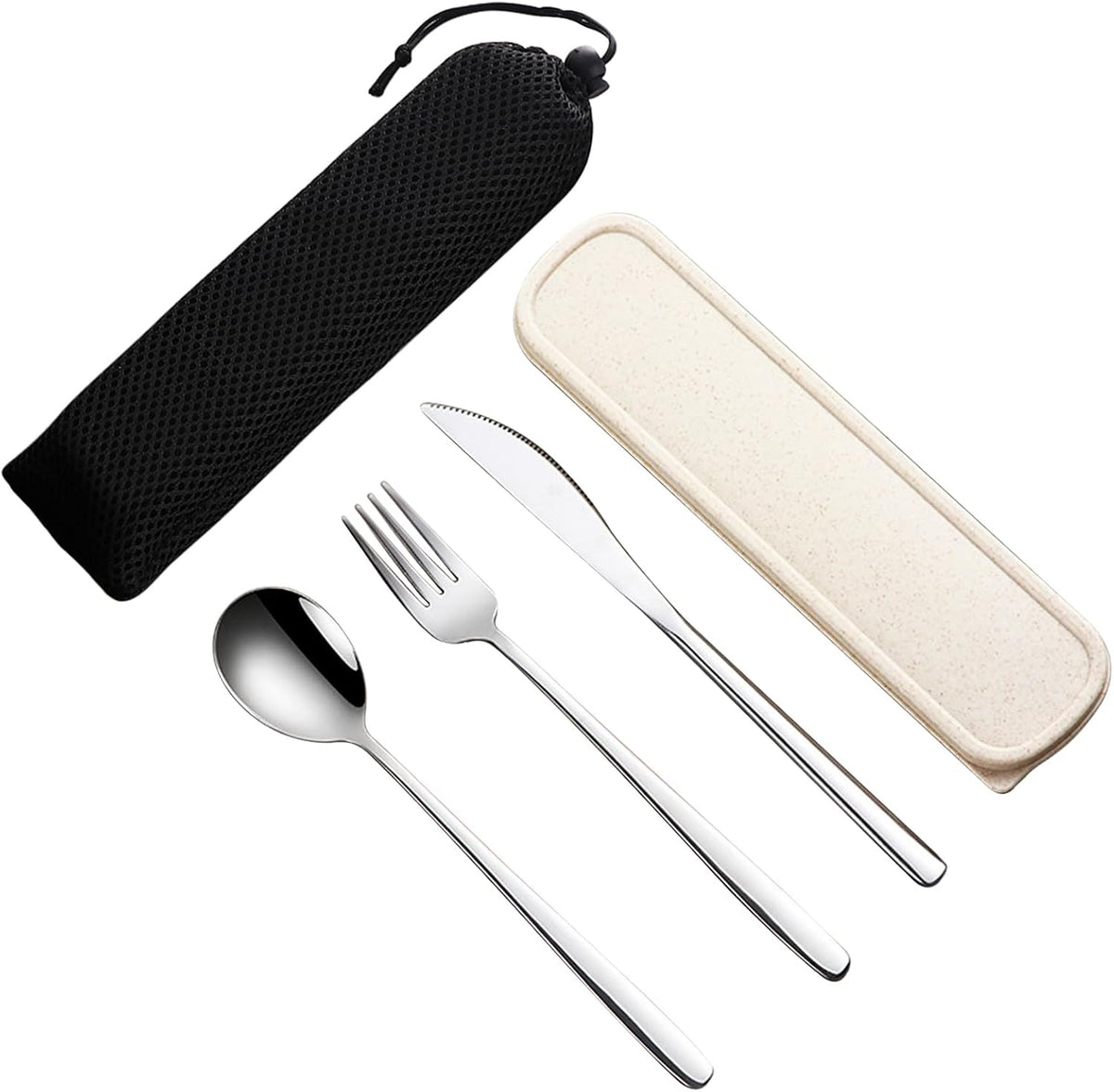 4-Piece Portable Travel Utensils Set with Case 18/8 Stainless Steel Flatware Set Reusable Cutlery Set with Fork Spoon Knife Chopstick for Lunch Travel Camping School Work Picnic (Pink)