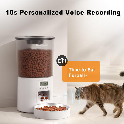Automated Cat Feeder,Clear 4.2L Dry Food Dispenser with Single Bowl,Programmable Timed Pet Feeder for Up to 6 Daily Meals,10-Second Voice Message & Dual Power Backup (Black, 4.2L Press Version)