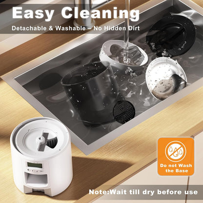 Automated Cat Feeder,Clear 4.2L Dry Food Dispenser with Single Bowl,Programmable Timed Pet Feeder for Up to 6 Daily Meals,10-Second Voice Message & Dual Power Backup (Black, 4.2L Press Version)