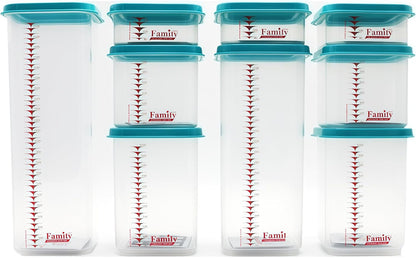8300ml Airtight Food Storage Container With Lids 9PCS Family Set, BPA-Free Food-grade Plastic Stackable Leak-proof Kitchen Pantry Organizers for Pasta, Nuts, Dry Goods, Snack,Modular Design (Red)